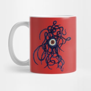 Single-Eyed Weird Cephalopoda With Numerous Tentacles Blue Mug